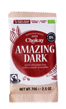 Laden Sie das Bild in den Galerie-Viewer, Chokay BIO Bar - AMAZING DARK | Belgische Zartbitter Schokolade | Ohne Zuckerzusatz, ohne Süßungsmittel | VEGAN, GLUTENFREI &amp; FAIR TRADE | 1x70g