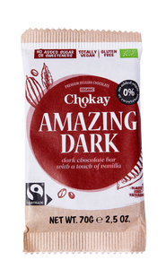 Chokay BIO Bar - AMAZING DARK | Belgische Zartbitter Schokolade | Ohne Zuckerzusatz, ohne Süßungsmittel | VEGAN, GLUTENFREI & FAIR TRADE | 1x70g