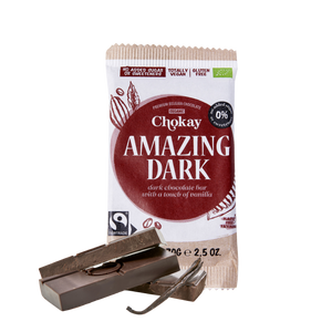 Chokay BIO Bar - AMAZING DARK | Belgische Zartbitter Schokolade | Ohne Zuckerzusatz, ohne Süßungsmittel | VEGAN, GLUTENFREI & FAIR TRADE | 1x70g