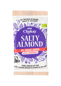 Chokay BIO Bar - SALTY ALMOND | Belgische Zartbitter Schokolade | Ohne Zuckerzusatz, ohne Süßungsmittel | VEGAN, GLUTENFREI & FAIR TRADE | 1x70g