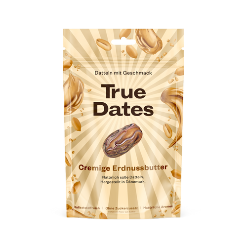 True Dates - CREAMY PEANUT BUTTER | natürlich aromatisierte Datteln | Erdnussbutter | 100 g