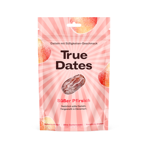 True Dates - SWEET PEACH | natürlich aromatisierte Datteln | Pfirsich | 100 g